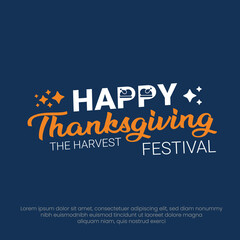 Happy thanksgiving the festival design template, Thankful, Celebration blue background