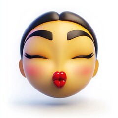 Fototapeta premium 3D animated character with closed eyes and pouting lips against a white background