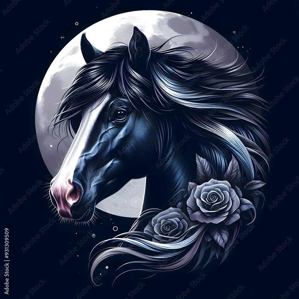 Poster horse in the night sky