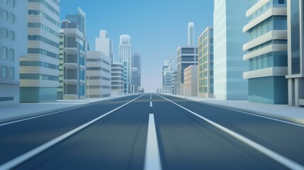 Fototapeta premium Low Poly City Street Perspective