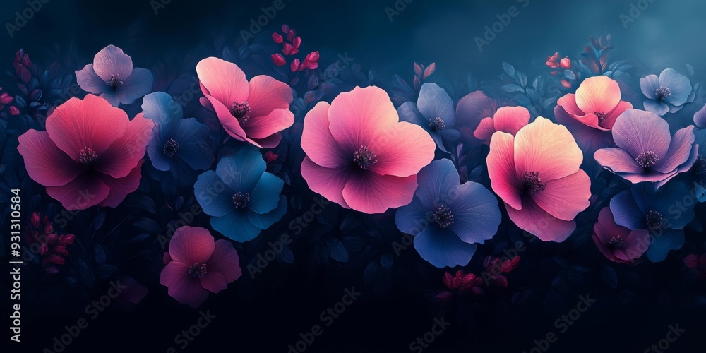 Canvas Prints Vibrant Floral Spray Paint on Vellum Paper, generative ai