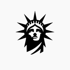 silhouette liberty statue head logo design template