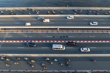 July 1, 2024: traffic on the street in Ho Chi Minh City, Vietnam in the afternoon