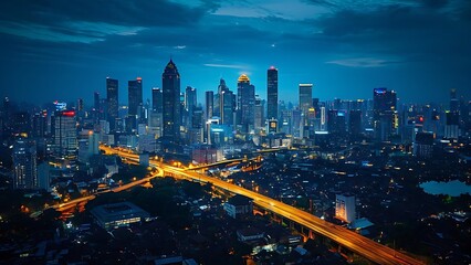 city skyline at night