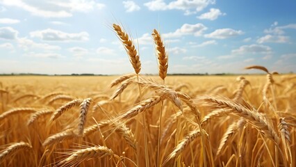 field of wheat and blue sky