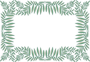 Decorative frame made of twigs and leaves. Vector illustration. Decorative element.
