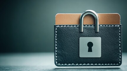 A secure padlock on a leather wallet, symbolizing safety and protection of personal information and assets.
