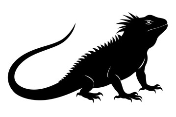 Beautiful iguana silhouette black icon vector art illustration 