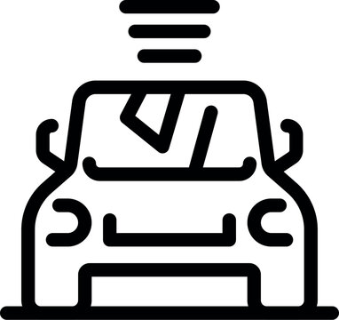 recommend clip art: Black outline icon of a car windshield being cleaned by a windscreen wiper