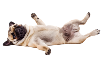 Cute pug dog lying down PNG