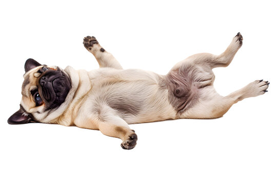 Cute pug dog lying down PNG
