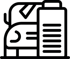Simple icon of an electric vehicle charging at a charging station, symbolizing sustainable transportation
