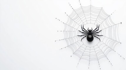 Obraz premium Abstract spider web pattern in black and white, minimalist Halloween aesthetic, minimal Halloween design, modern spooky patterns