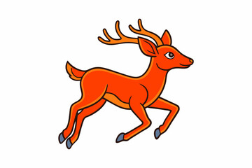 Minimalistic leaping deer vector art illustration