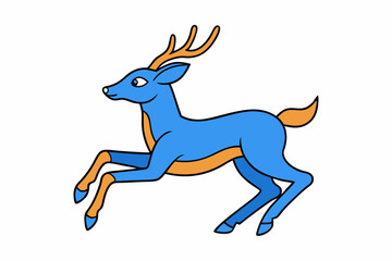 Minimalistic leaping deer vector art illustration