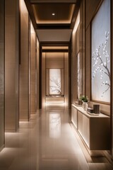 Chinoiserie ceramic tiles lining a silk-draped wall