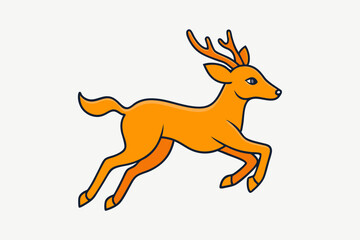Minimalistic leaping deer vector art illustration