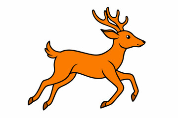 Minimalistic leaping deer vector art illustration
