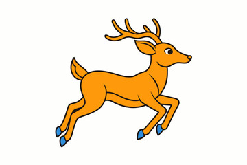 Minimalistic leaping deer vector art illustration