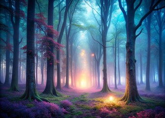 Obraz premium mysterious foggy eerie mystical forest mystique aura