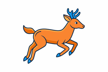 Minimalistic leaping deer vector art illustration