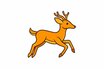 Minimalistic leaping deer vector art illustration