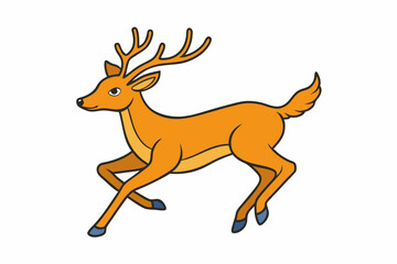 Minimalistic leaping deer vector art illustration