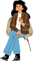 Woman Sitting in Armchair