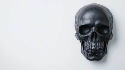 Simple black skull with subtle shadow, dark and eerie Halloween design