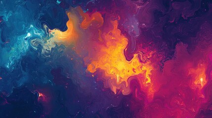 Fototapeta premium A vibrant abstract representation of cosmic colors and swirling patterns.
