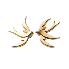a pair of cartoon 3d gold swallow isolated PNG