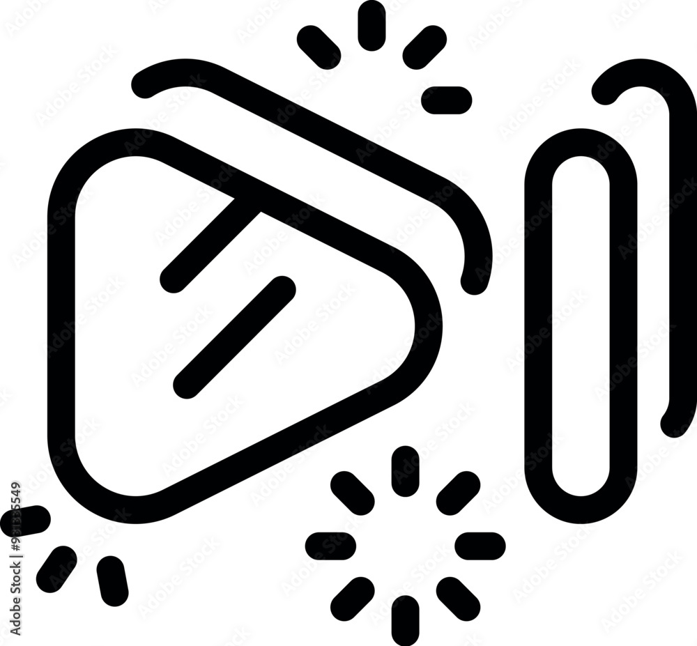 Poster simple video player icon loading with progress bar and sparkling effects