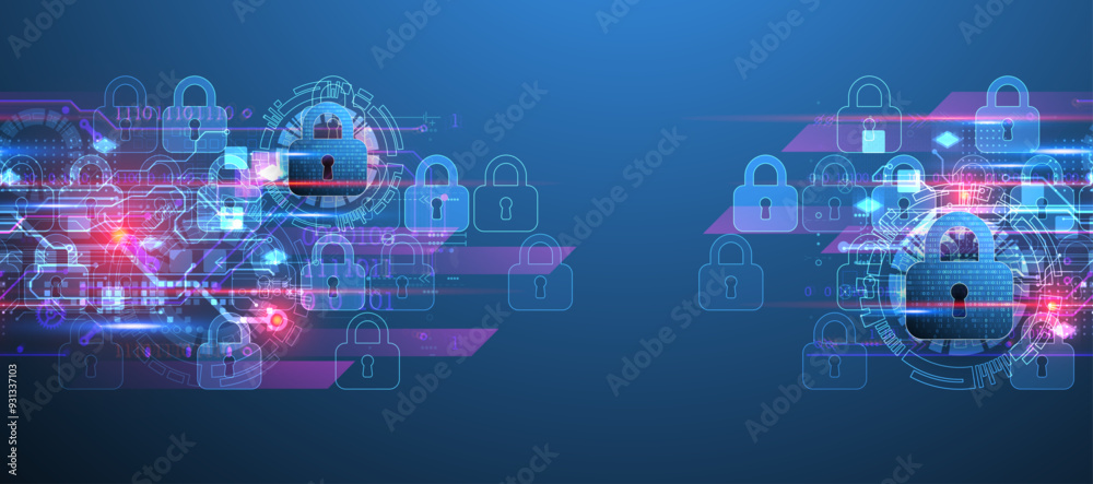 Leinwandbilder Secure digital background. Virtual confidential, programming protection. Hand drawn vector.
