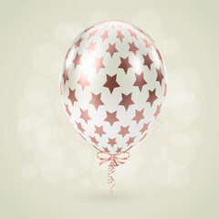 Pink White balloon. Luxury realistic balloons. Star pattern.