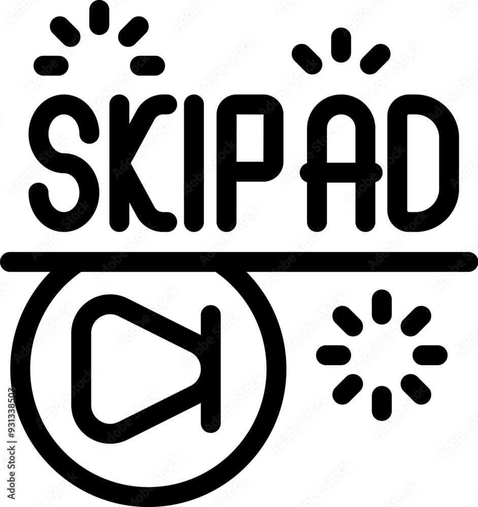 Poster skip ad button allowing to go forward through advertisement and avoid watching it