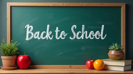 Banner with board and balls. Inscription Back to school. concept of the first of September, knowledge day