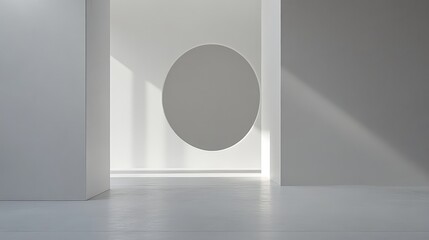 A simple geometric shape, like a circle or square, on a white background, highlighting minimalism.