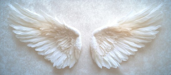 White Feathered Wings on a Light Background