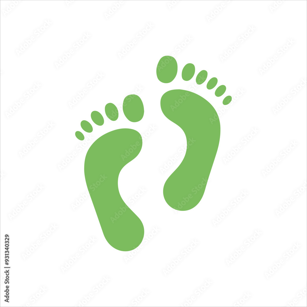 Wall mural green footprint silhouette vector illustration design on white background.