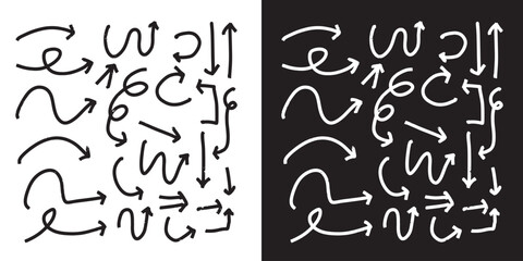 set of line brush arrow and abstract doodles element