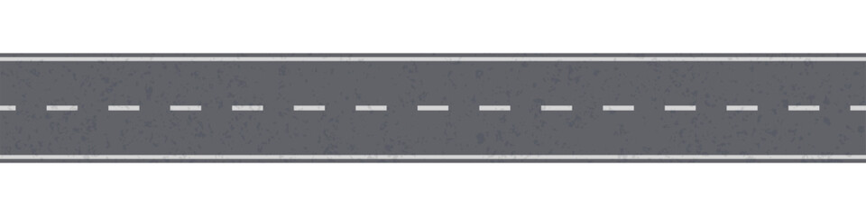 Abstract vector illustration of a straight road with a traffic marking line on a white background. Way location, racing road, highway, direction, transportation, pinpointer, timeline concept template
