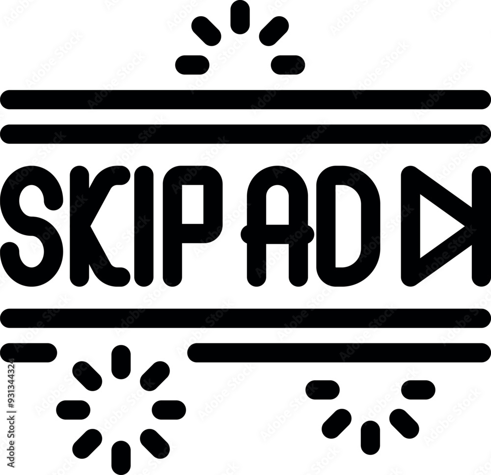 Poster skip ad button showing the possibility to skip advertisement and continue watching