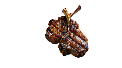 Grilled lamb chops isolated on white background