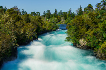 a long exposure of the rapids at a waterfall