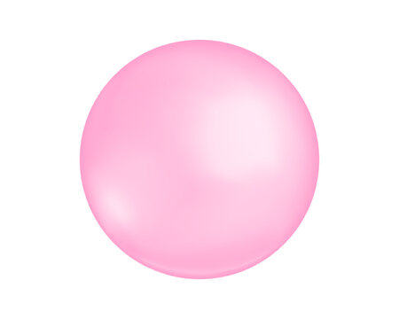 Pink bubble isolated on white transparent background. Bead, pearl or crystal ball. Glycerin, hyaluron, glutathione or collagen oil drop. Cherry or strawberry bubblegum. Vector realistic illustration.
