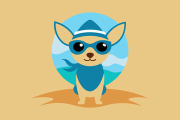 Chihuahua is a calm dog in a swimming suit