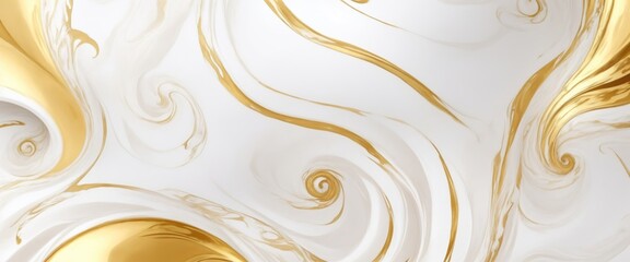 liquid swirls in beautiful White colors with gold powder luxurious oil paint background