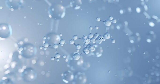 Ranitidine, rotating 3D model of zantac, seamless looped video, molecular structure with selective focus