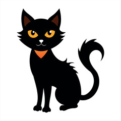 Obraz premium Horror black cat silhouette for Halloween design isolated on a white background