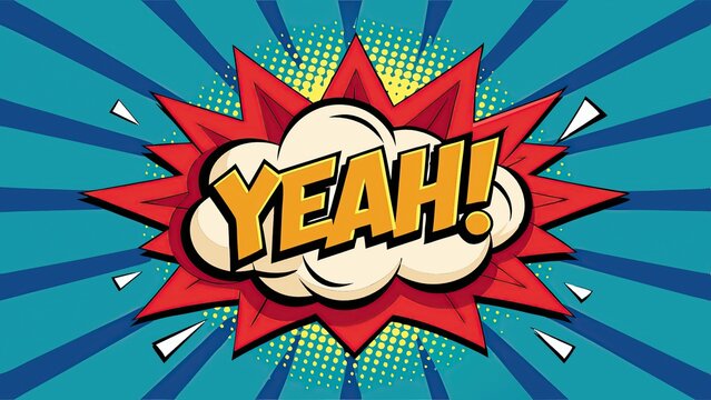 Vibrant comic book style background with yeah text explosion